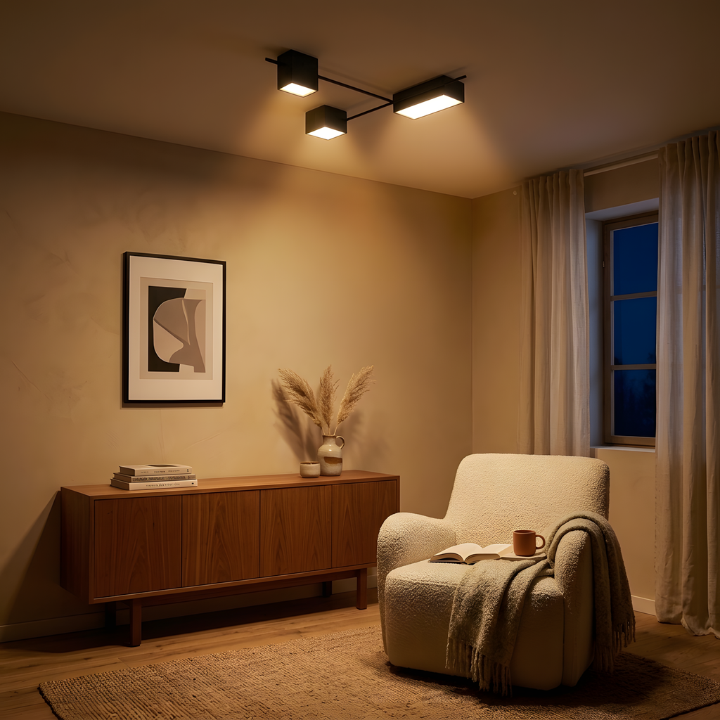Acrylo plafonnier, ambiance salon