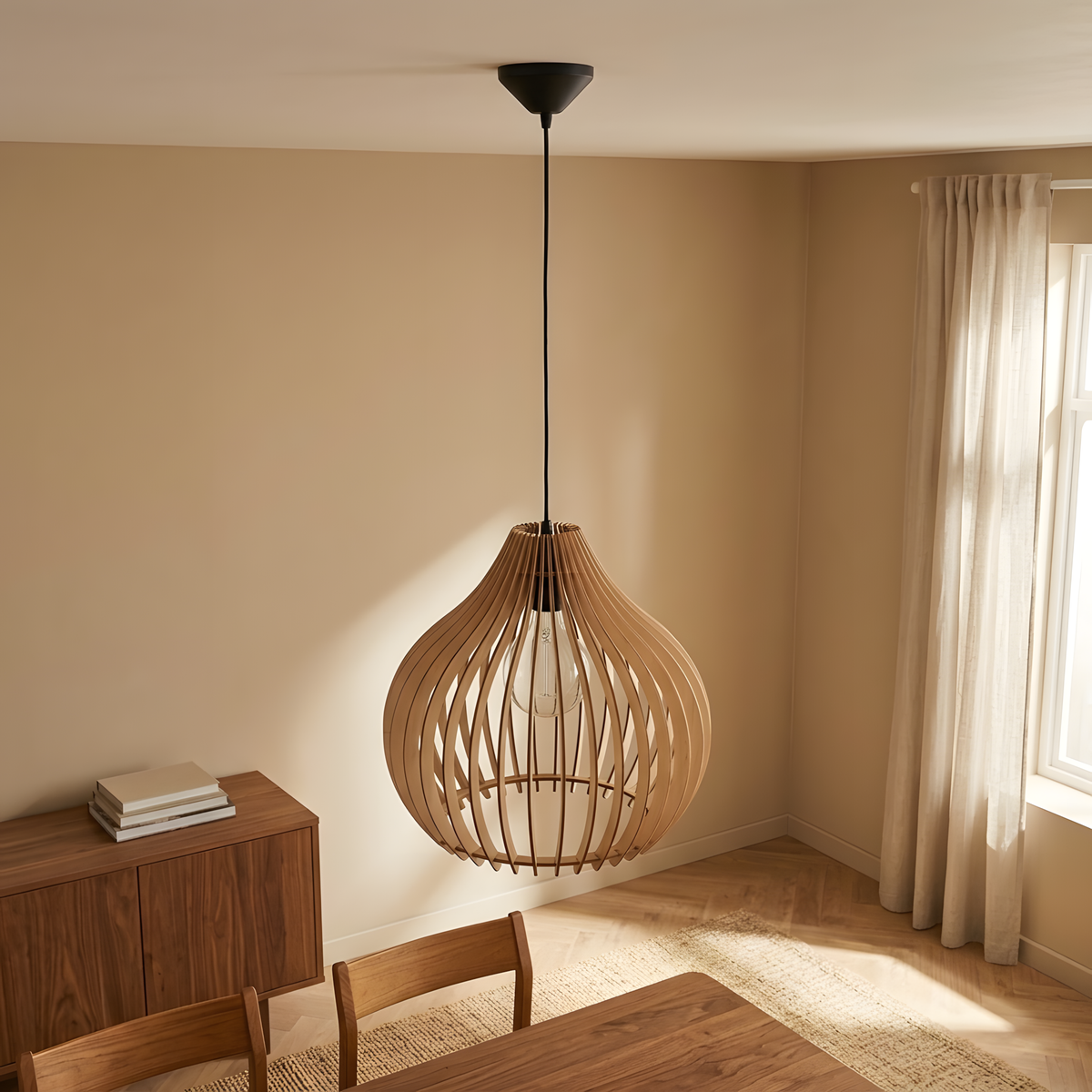 Albreza suspension en bois naturel, coin lecture