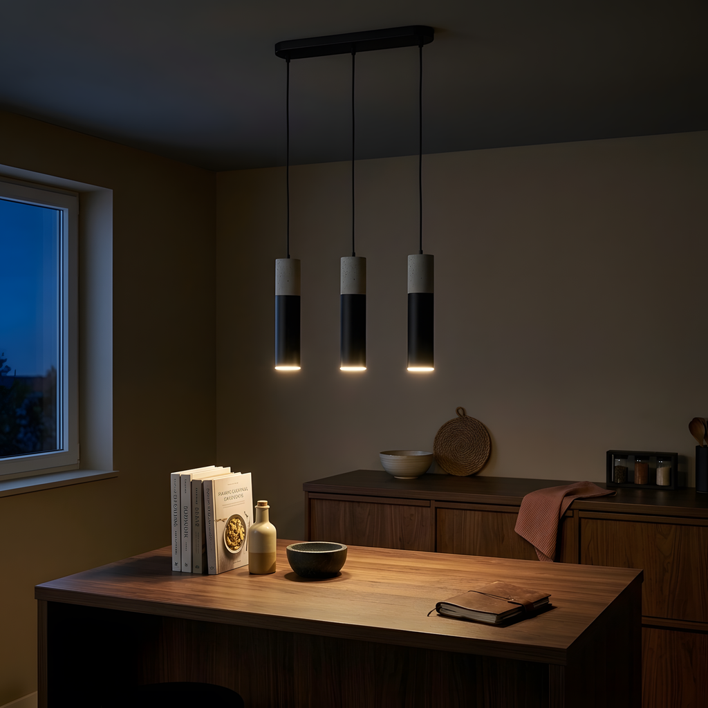 Aldenia suspension béton noir, îlot de cuisine