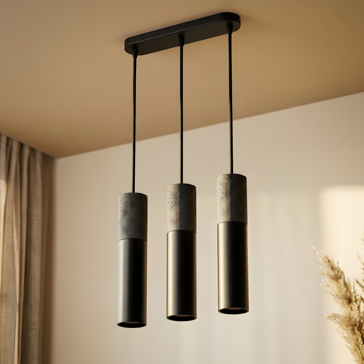 Aldenia suspension béton noir, salon industriel