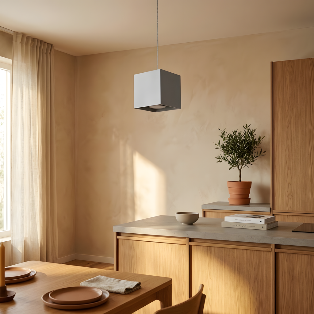 Amborine suspension cube grise, chambre