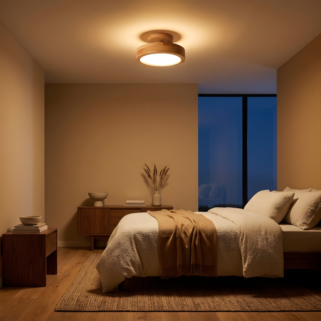 Arboria plafonnier bois, ambiance couloir