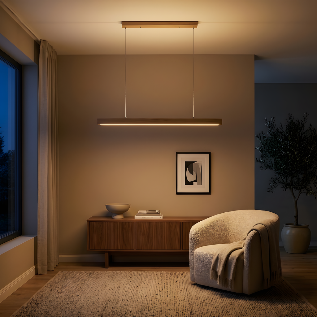 Argenza suspension linéaire en bois, cuisine