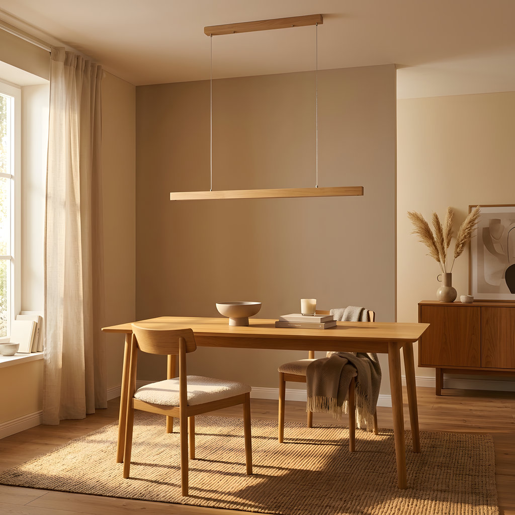 Argenza suspension linéaire en bois, salle à manger
