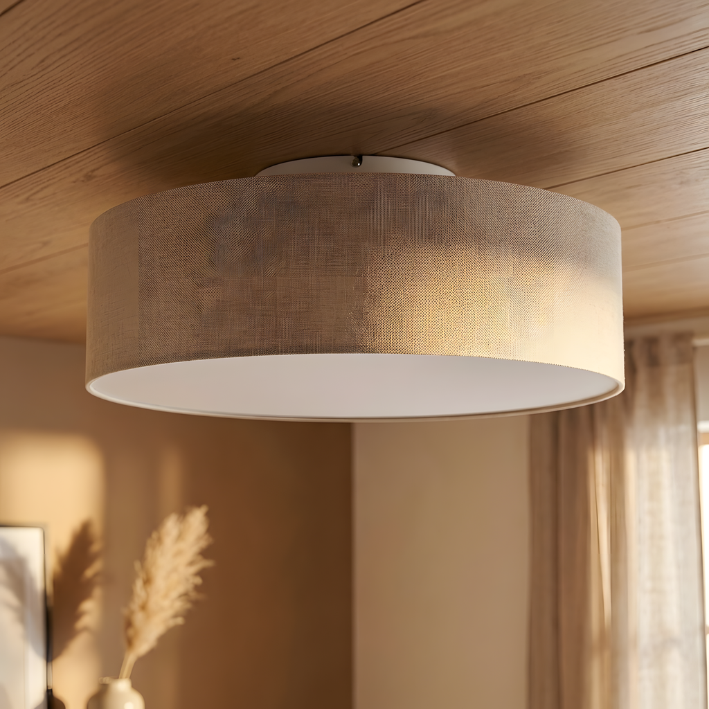 Arvela plafonnier rond blanc, ambiance chambre