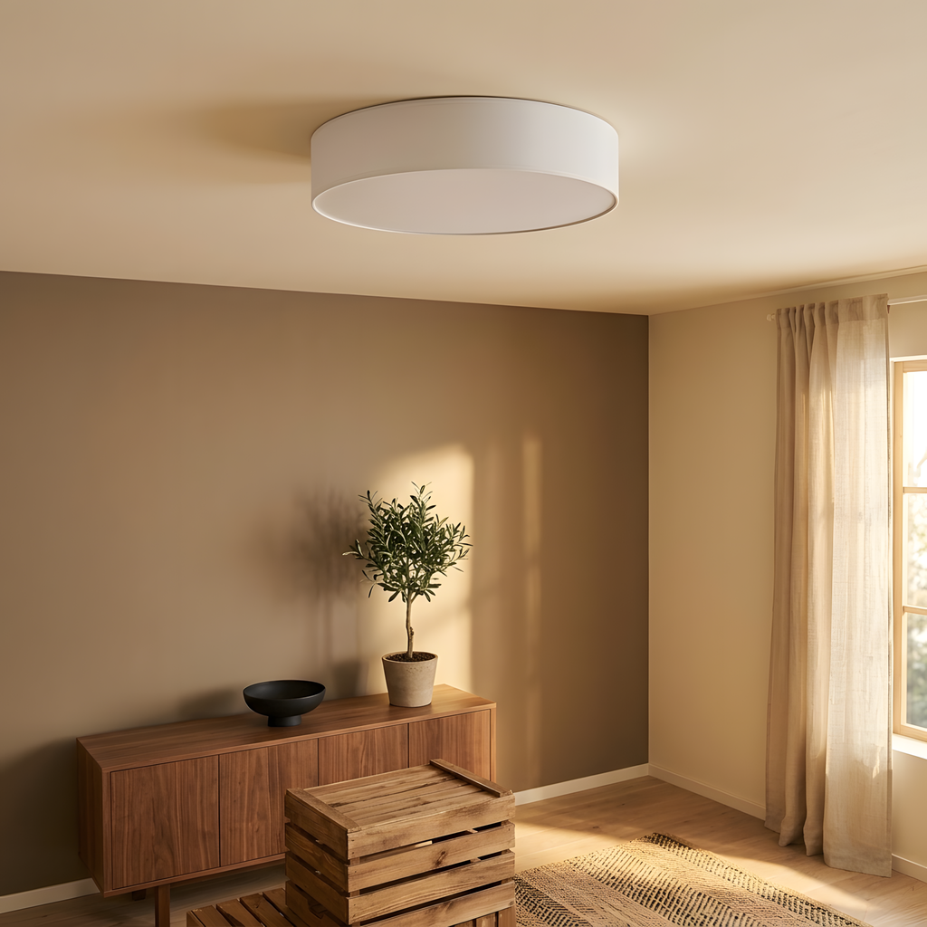 Arvela plafonnier rond blanc, allumé