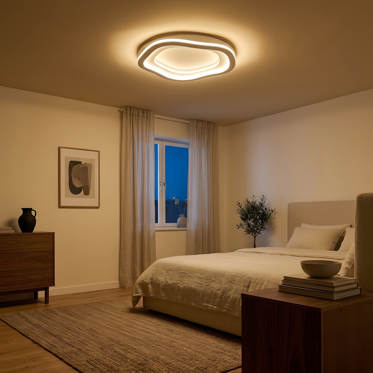Arvenne plafonnier blanc, ambiance salon