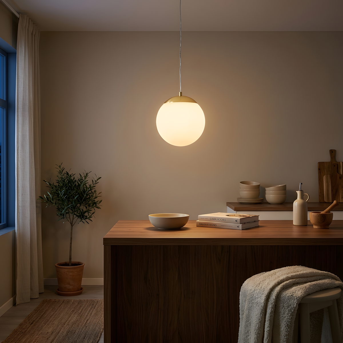 Astrenia suspension globe opalin, comptoir