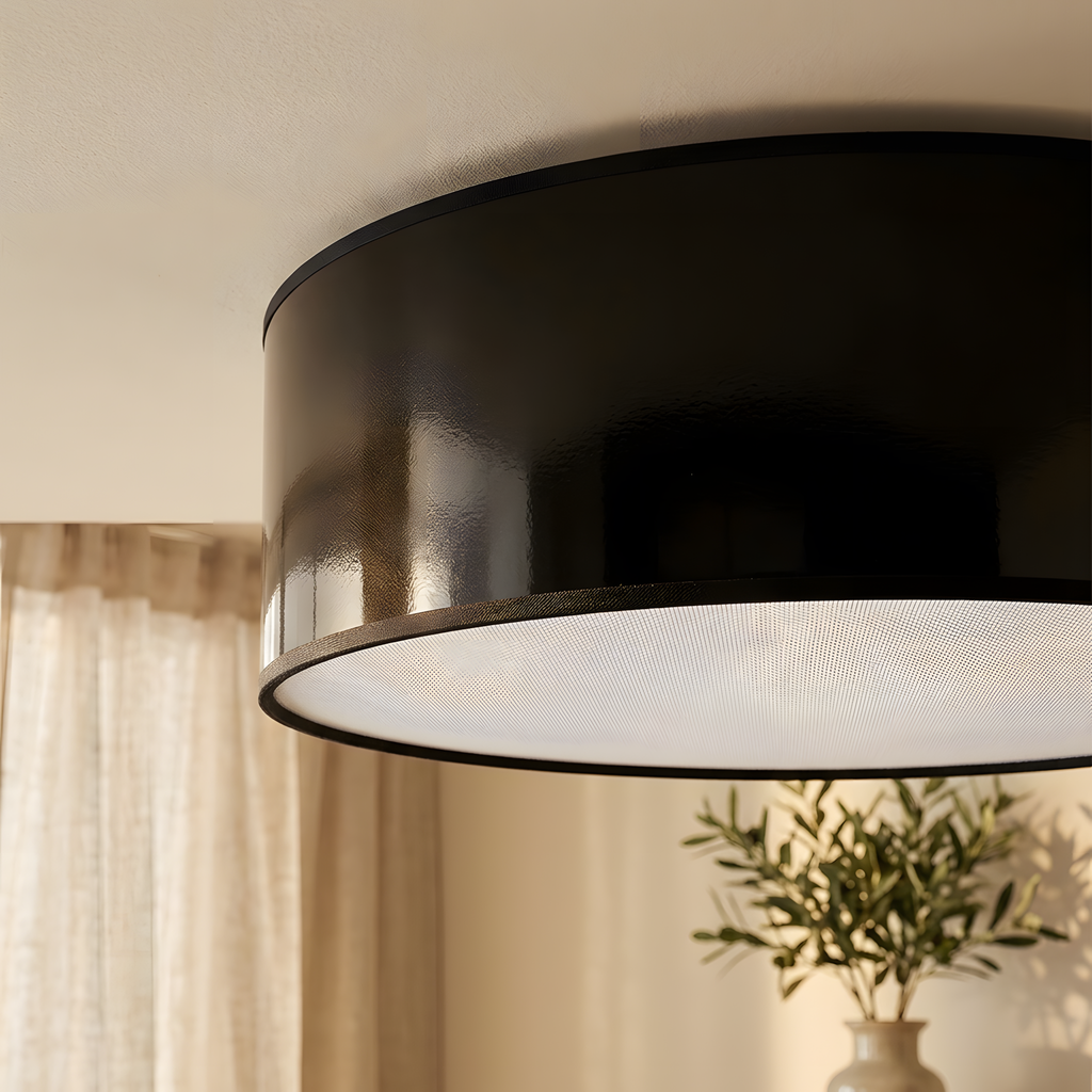 Astrio plafonnier rond noir, ambiance entrée