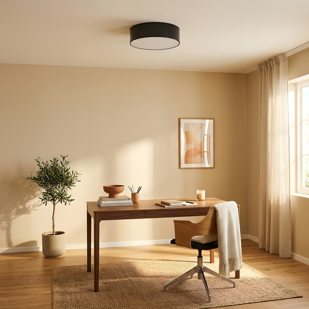 Astrio plafonnier rond noir, vue détail