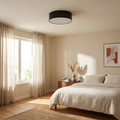Astrio plafonnier rond noir, lumière du jour