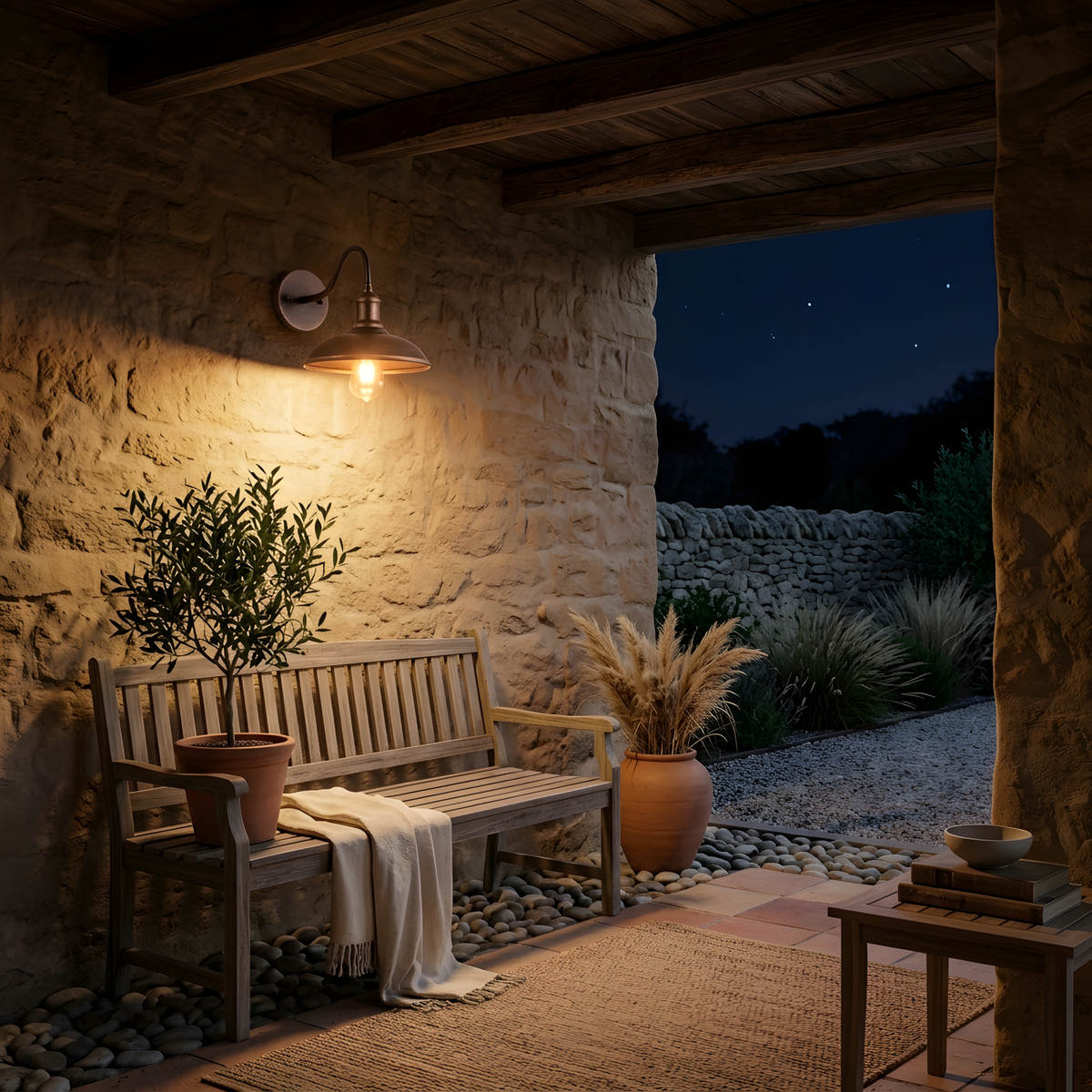 Aurlia applique extérieure ambiance du soir