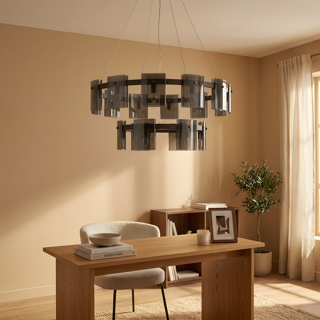 Aventis suspension verre carré, lumière du soir