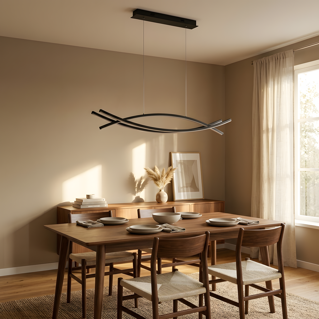 Barelia suspension linéaire noire, lumière du jour