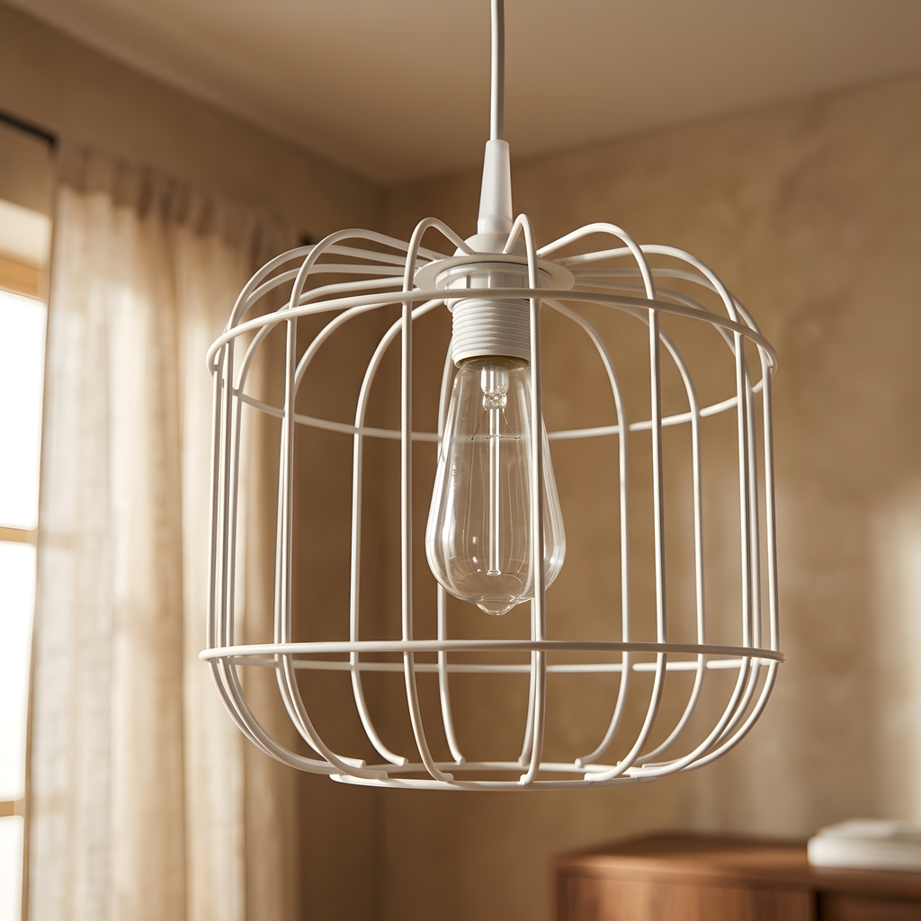 Belverio suspension cage filaire blanche, couloir