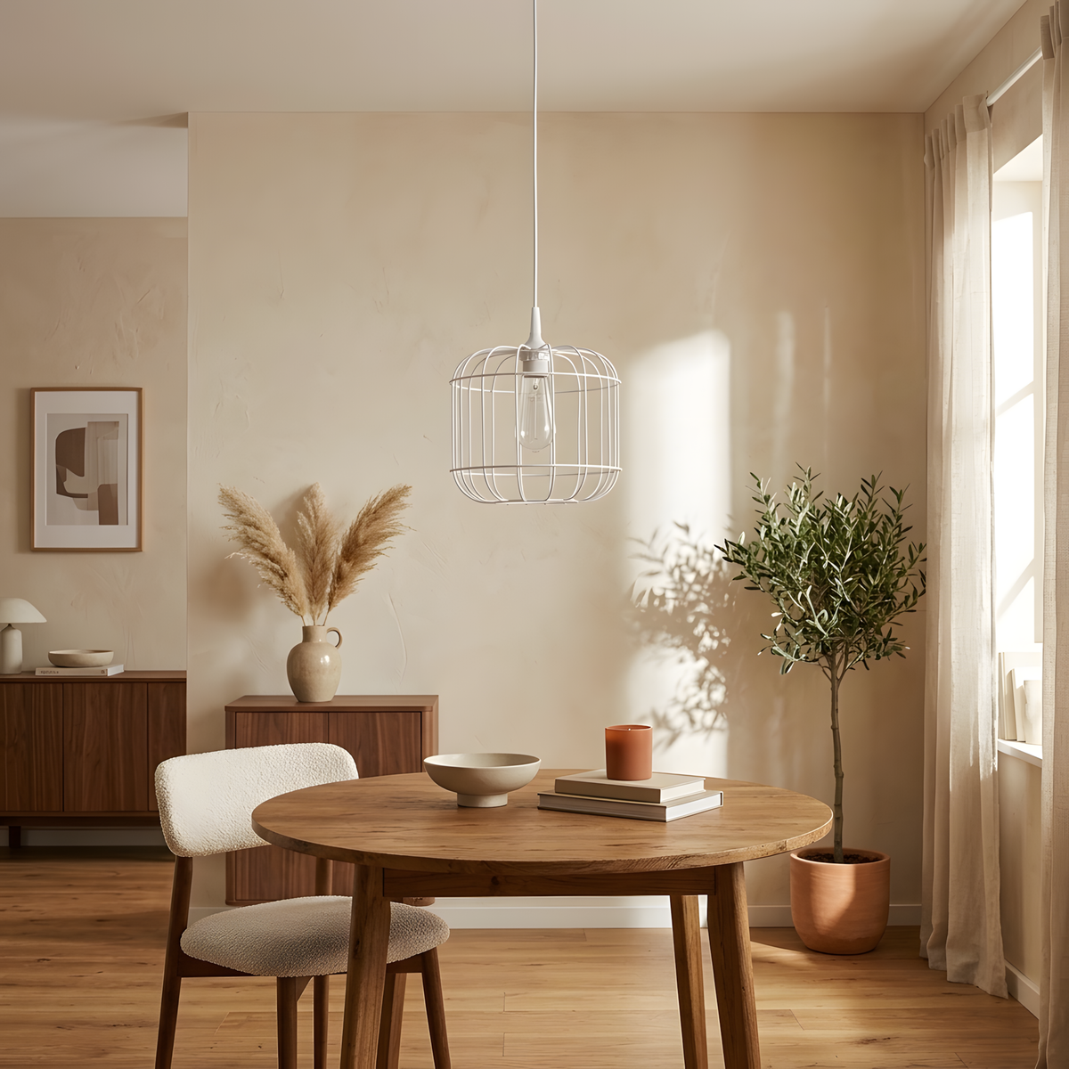 Belverio suspension cage filaire blanche, cuisine