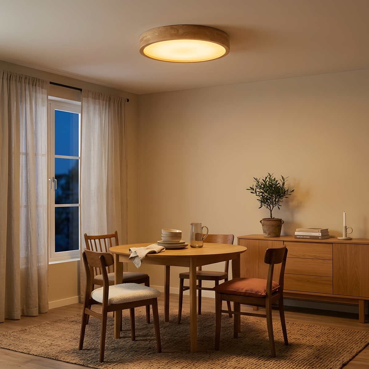 Bosquia plafonnier bois, ambiance chambre