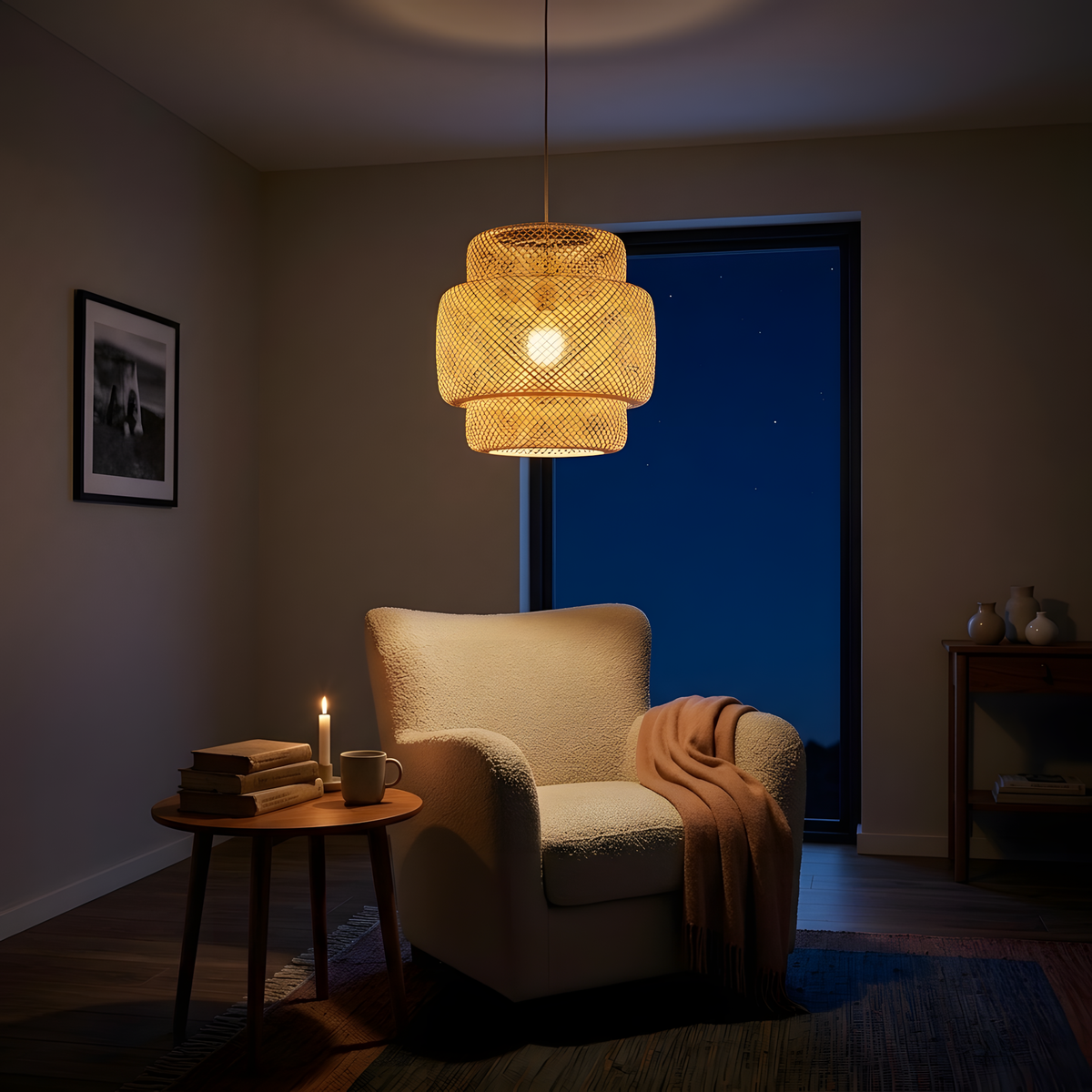Brisela suspension bambou, salon naturel