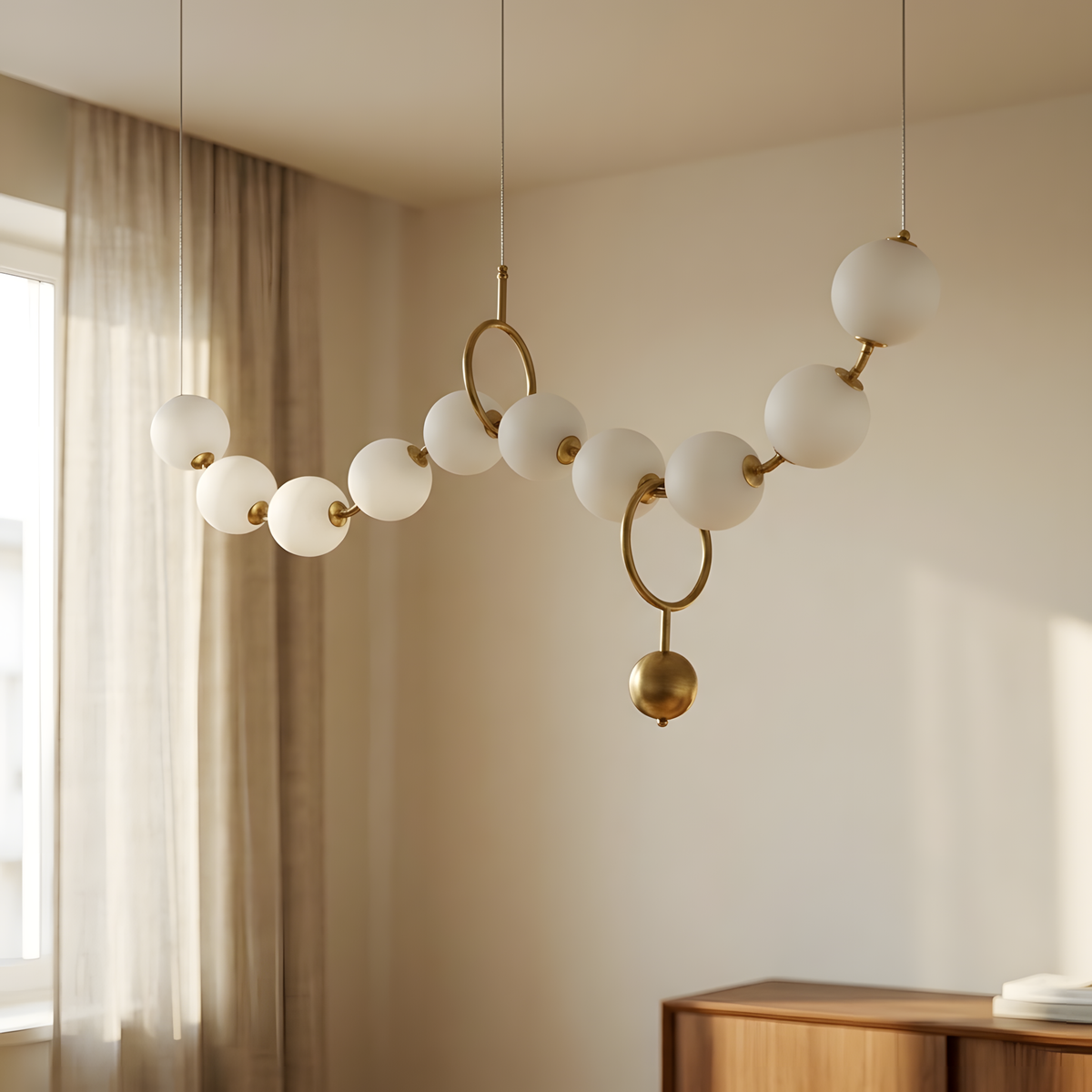 Bronzella suspension linéaire LED, salon