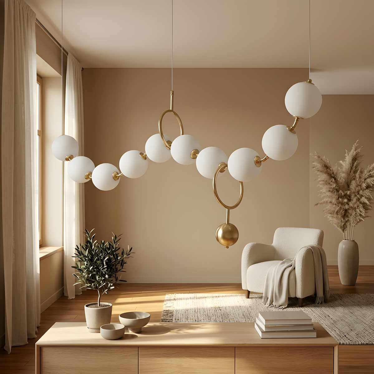 Bronzella suspension linéaire LED, lumière du soir