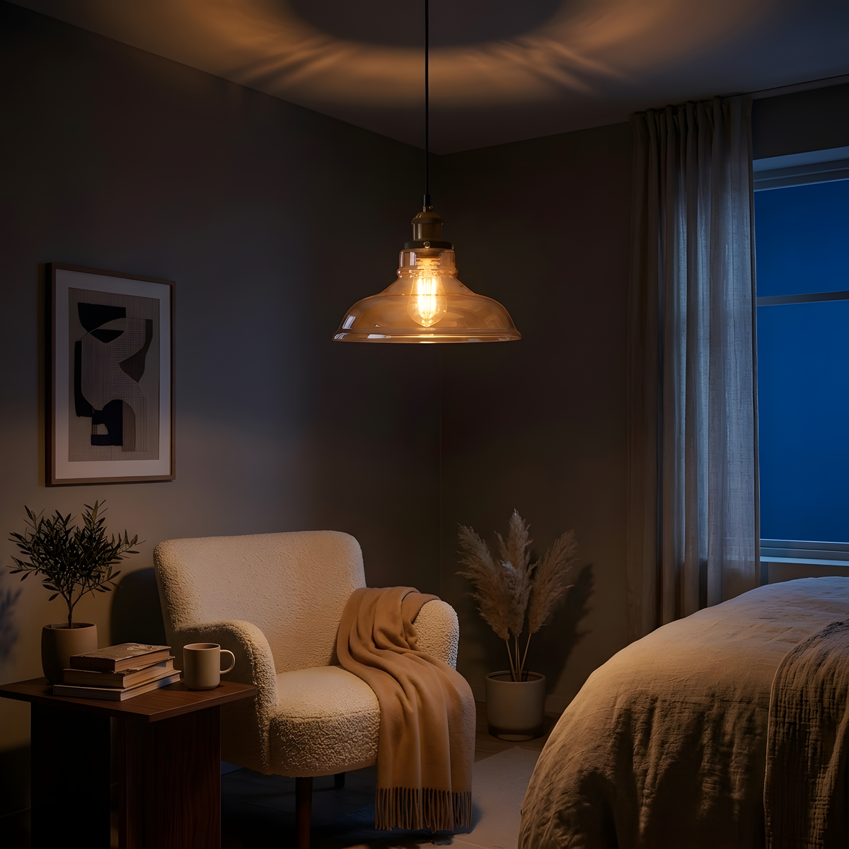 Cassera suspension verre fumé, chambre