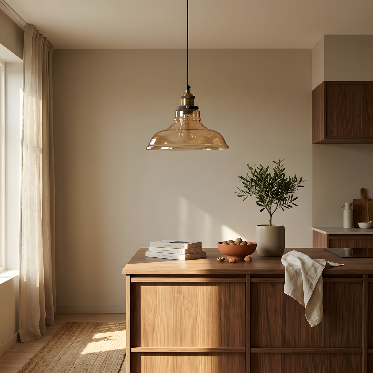 Cassera suspension verre fumé, salon