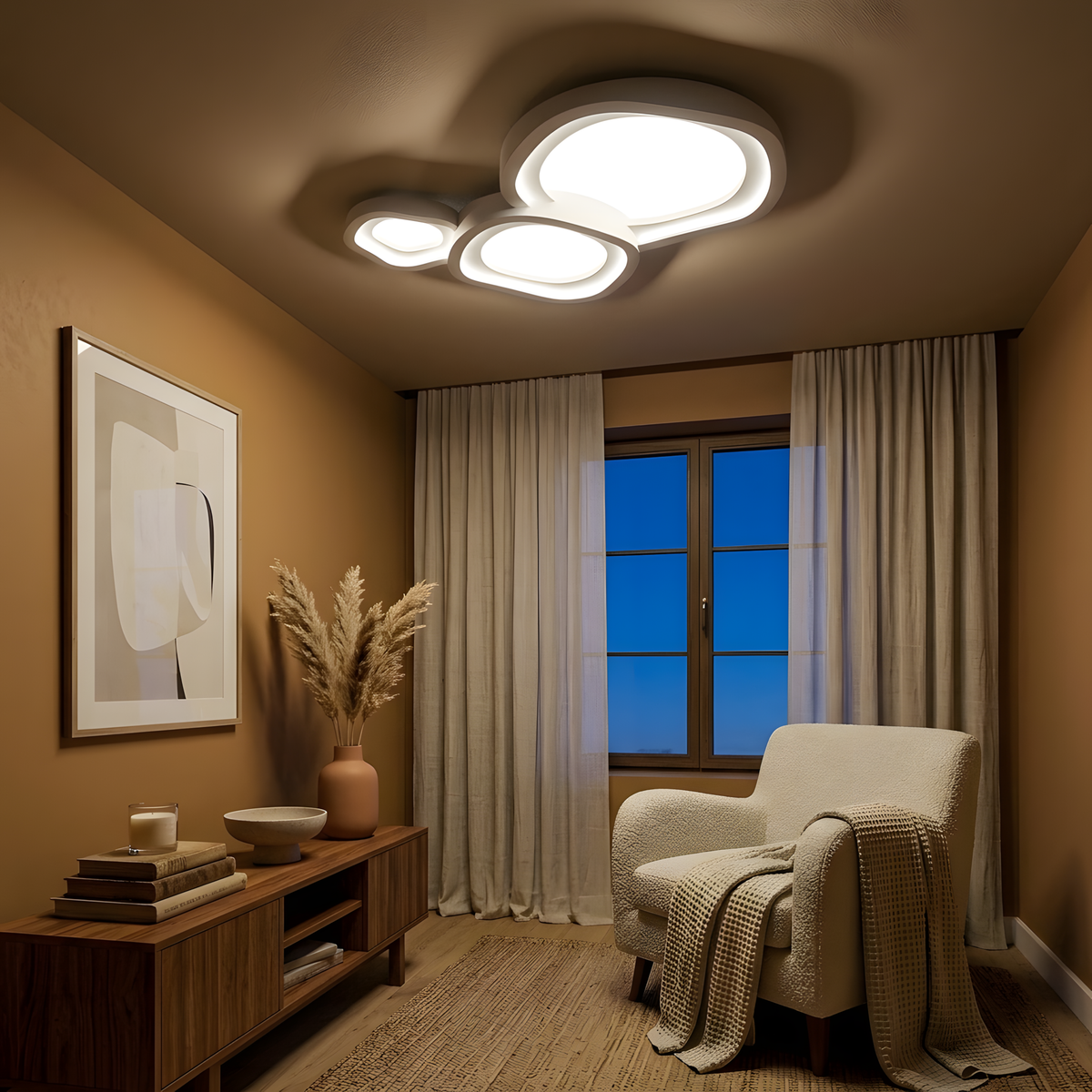Cirelo plafonnier blanc, ambiance chambre