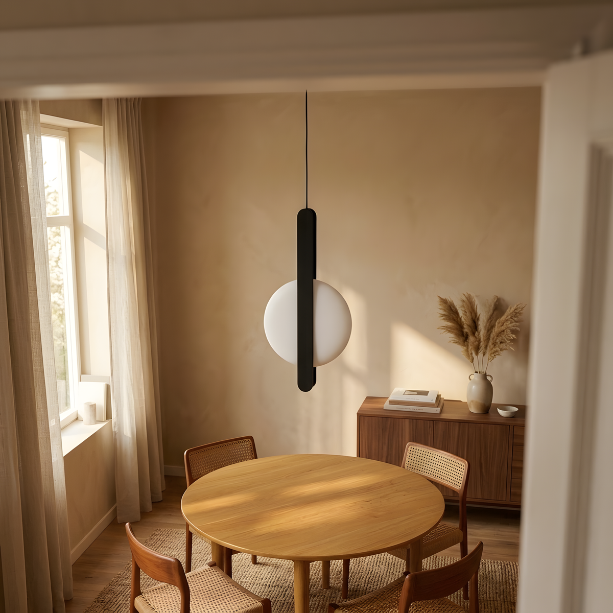 Colvane suspension noire, coin repas