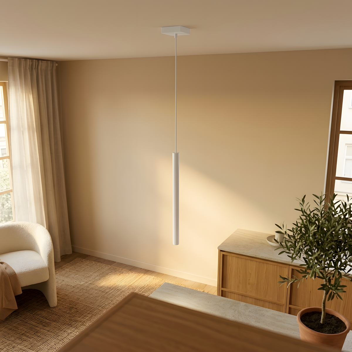 Concava suspension tube blanche, couloir