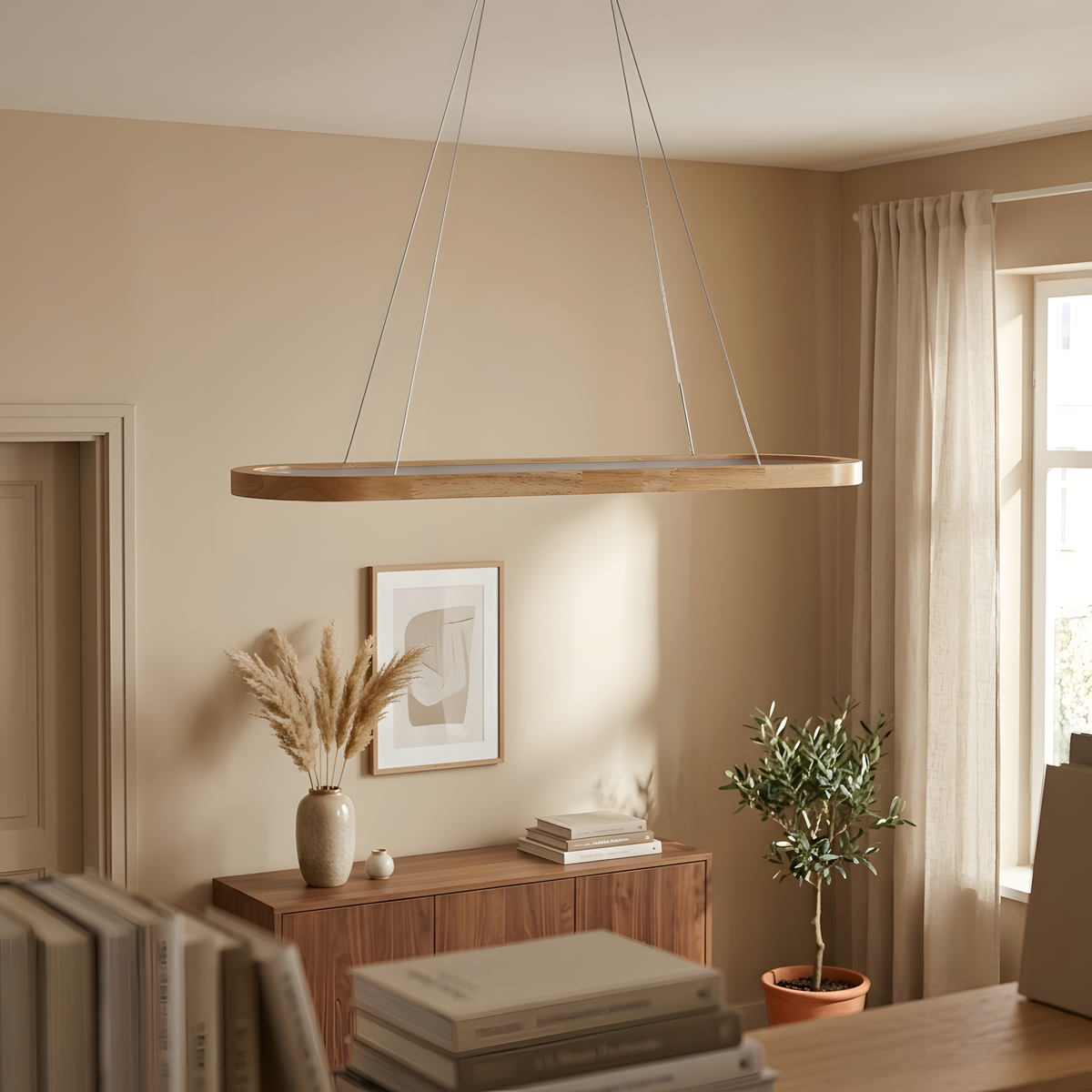 Corallia suspension linéaire en bois, îlot