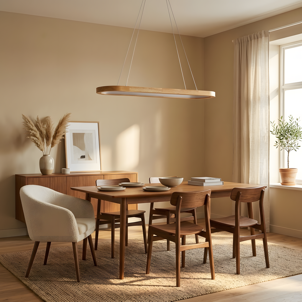 Corallia suspension linéaire en bois, salle à manger