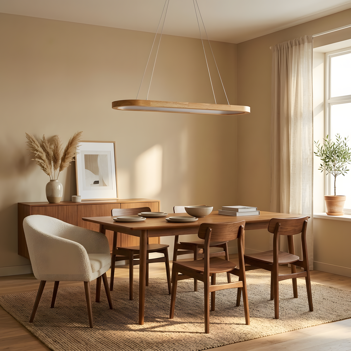 Corallia suspension linéaire en bois, salle à manger