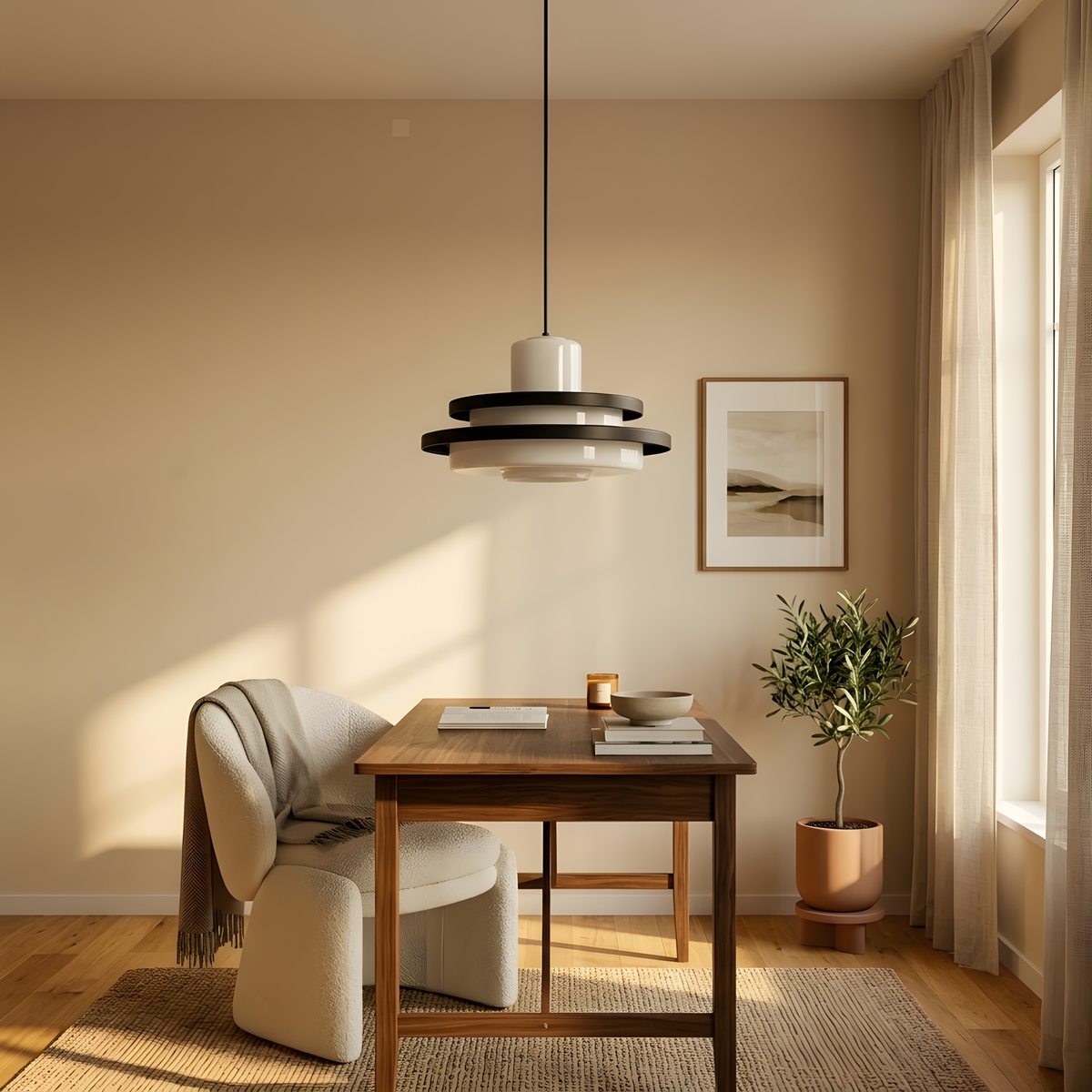 Corvella suspension industrielle, lumière du soir