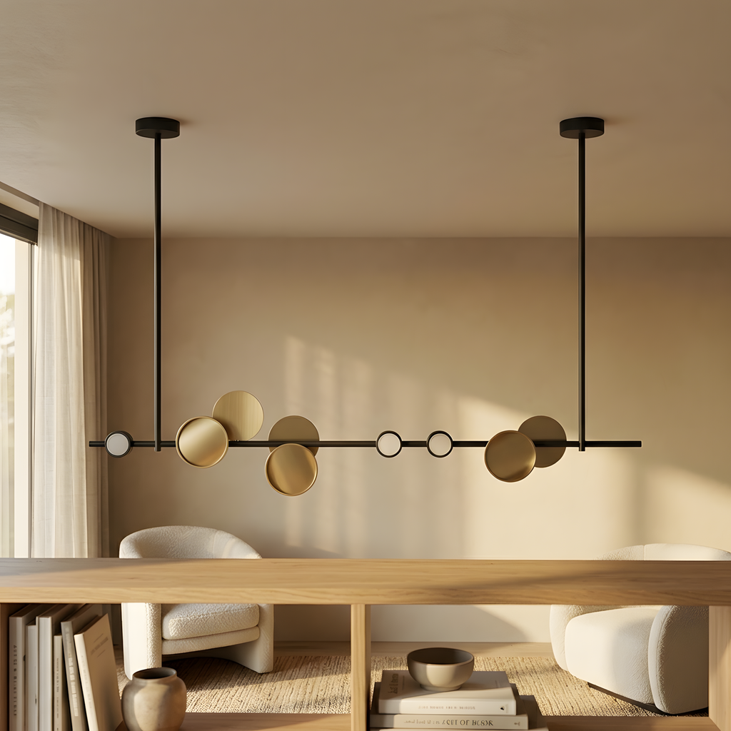 Delfina suspension linéaire noir et or, bureau