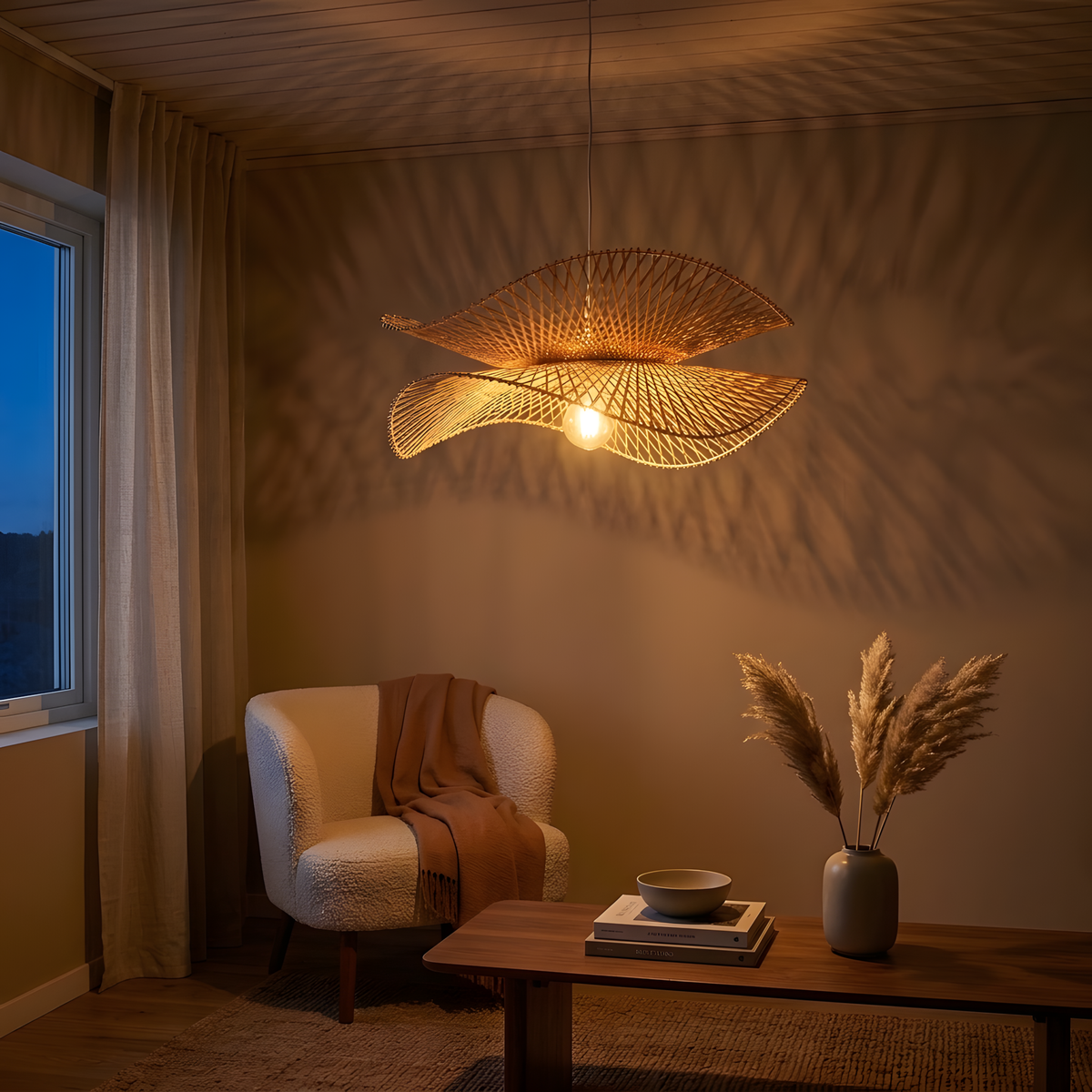 Denvia suspension bambou, salon bohème