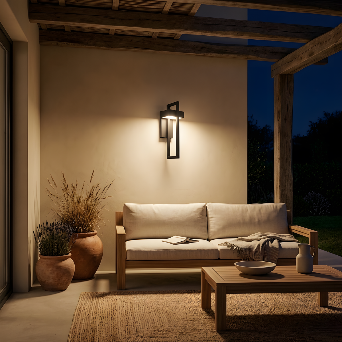 Dorena applique extérieure terrasse couverte de nuit