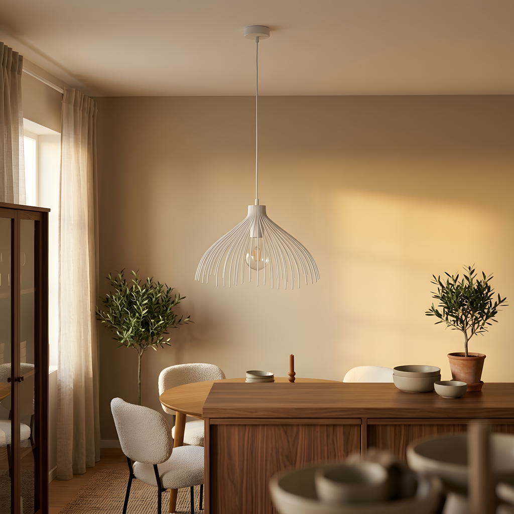 Dorielle suspension acier blanc, séjour