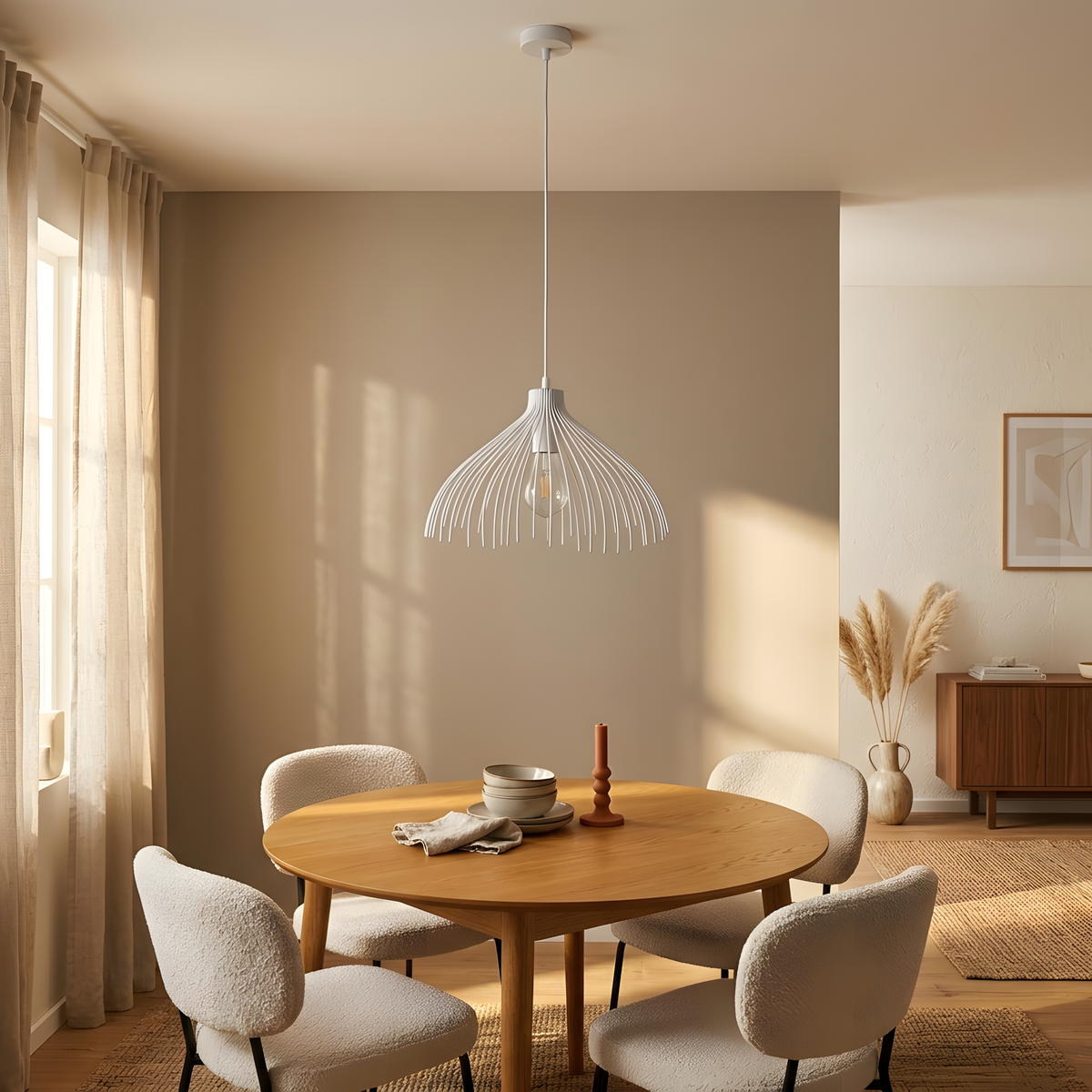 Dorielle suspension acier blanc, salon