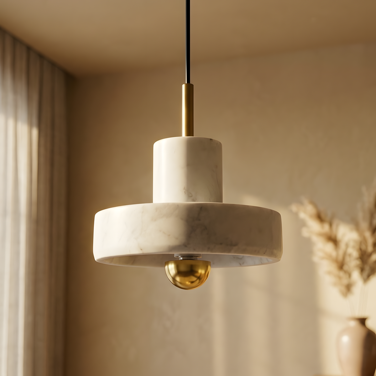 Elegoria suspension marbre et doré, chambre