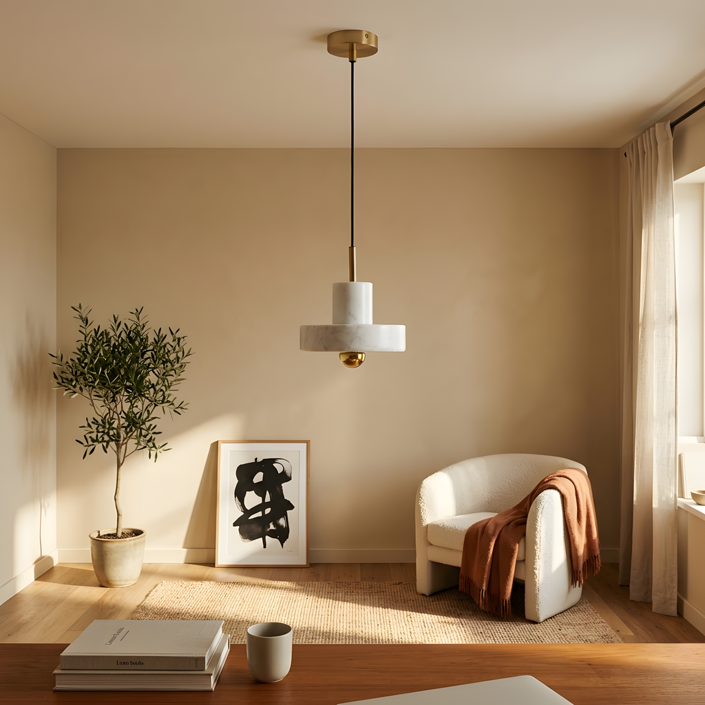 Elegoria suspension marbre et doré, entrée