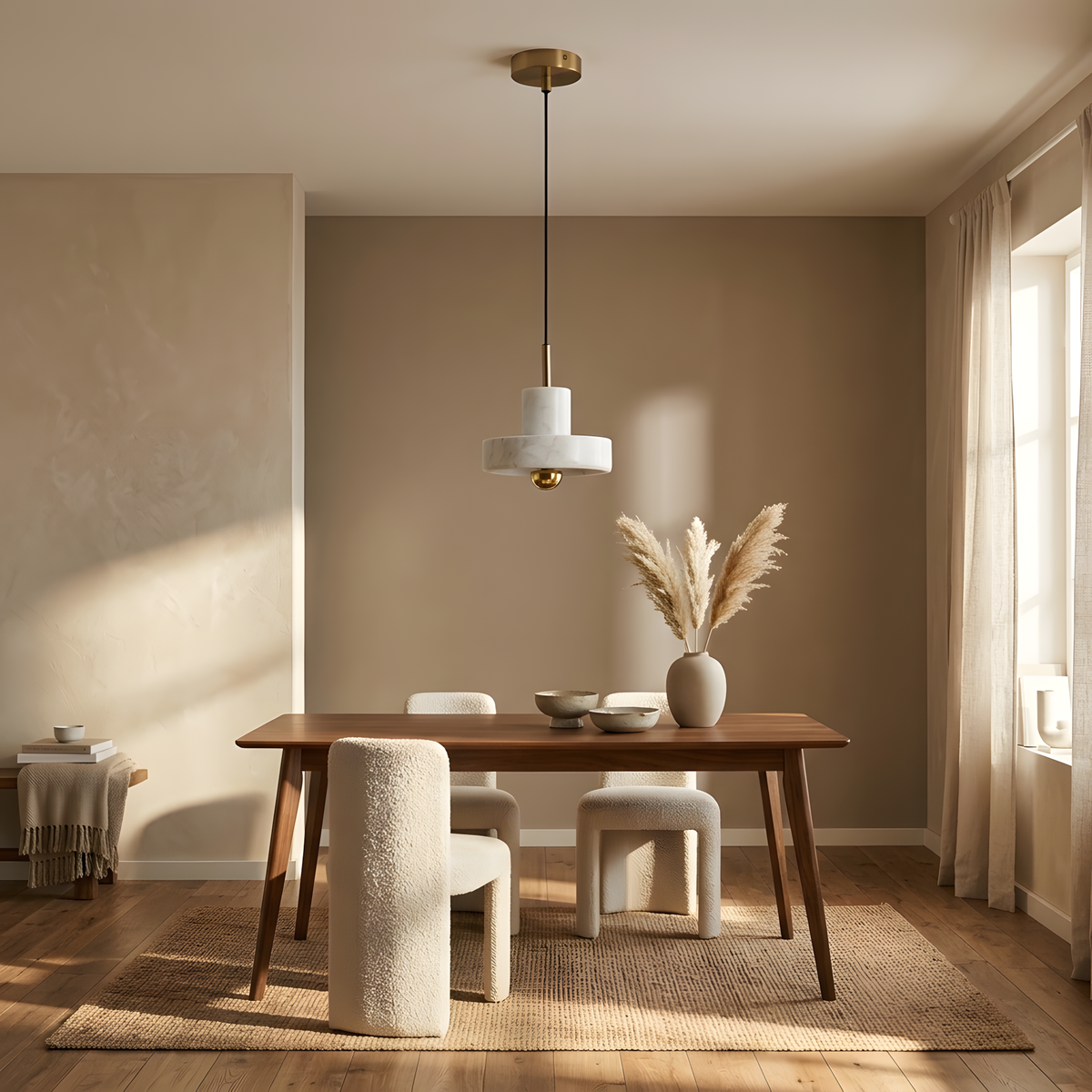 Elegoria suspension marbre et doré, salle à manger