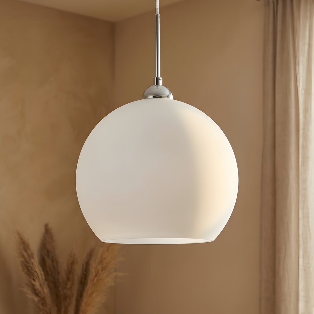 Elondra suspension boule verre blanc, salle à manger