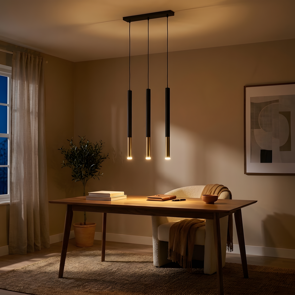 Elyvana suspension noir et or, îlot de cuisine