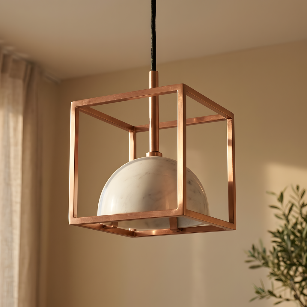 Estellara suspension cuivre et marbre, salon