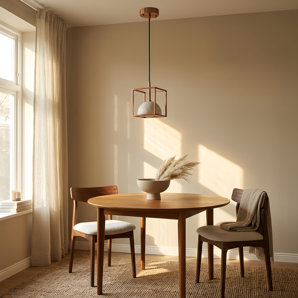 Estellara suspension cuivre et marbre, chambre