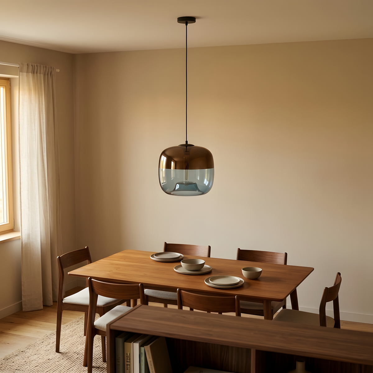 Fenora suspension verre, intérieur coloré