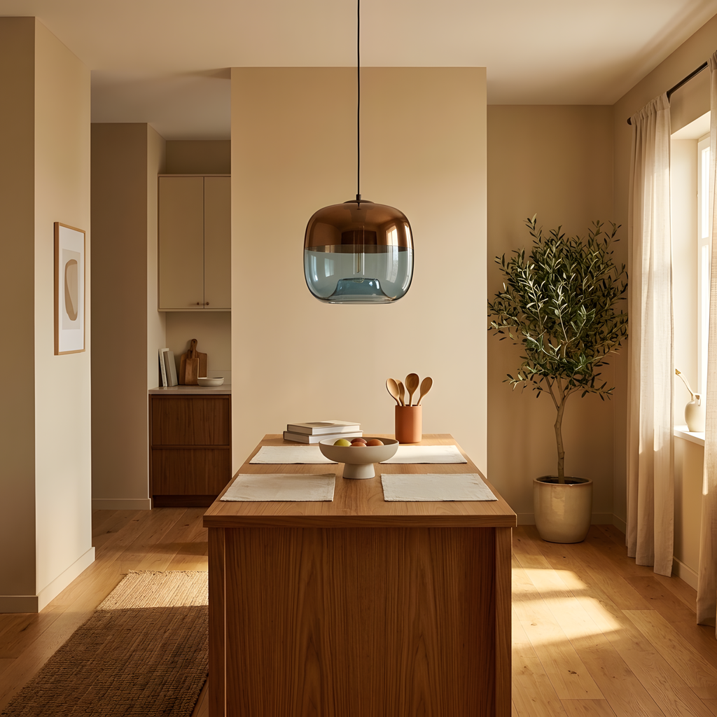 Fenora suspension verre, lumière du soir