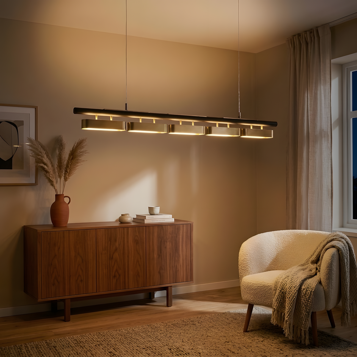 Grandia suspension modulaire noir et doré, cuisine