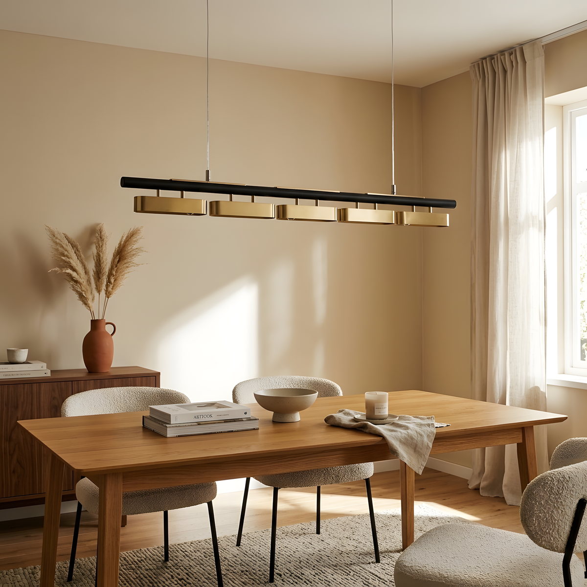 Grandia suspension modulaire noir et doré, salle à manger