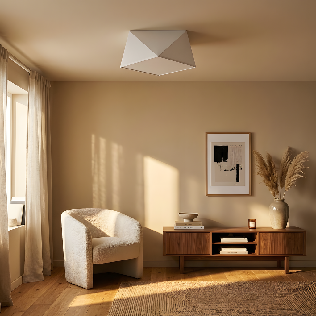 Hexa plafonnier hexagonal blanc, lumière du jour